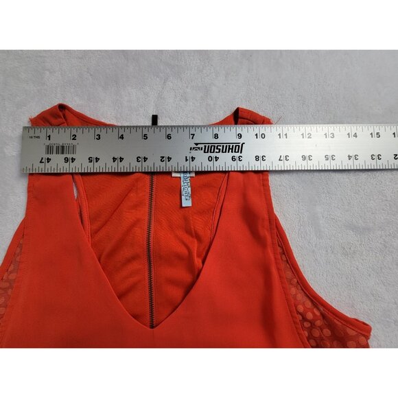 Moonlight Womens Sleeveless Orange A-Line Dress Medium V-Neck Sheer Side Panels - Picture 6 of 9
